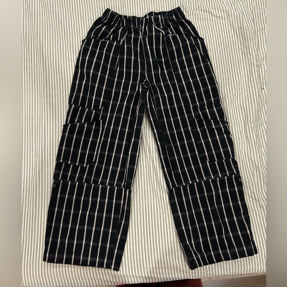 BDG Black Pinstripe Wide-Leg Pants